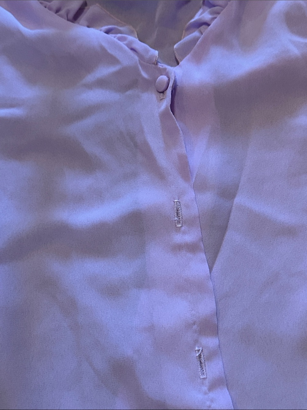 VINTAGE Lilac Ruffled Cottage Core Button Front Blouse - Picture 5 of 6